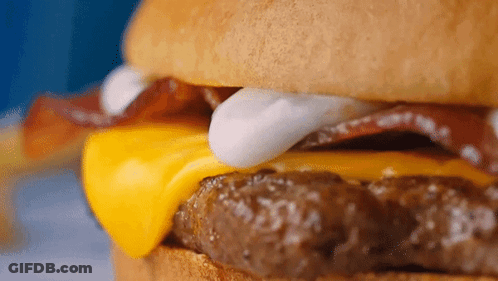 Hamburger With Cheese Bacon And French Fries GIF