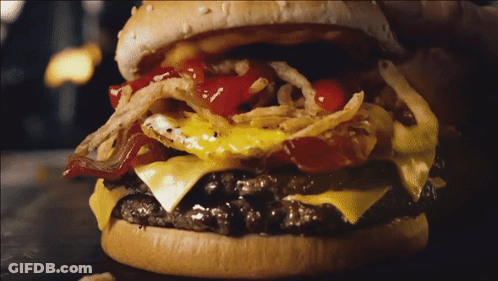 Hamburger With Cheese Bacon And Fries GIF