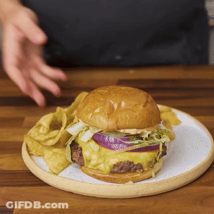 Hamburger With Cheese Lettuce And Onions GIF