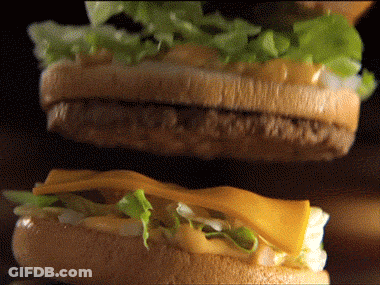 Hamburger With Lettuce And Cheese Bun GIF