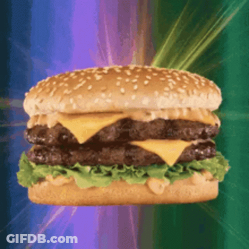 Hamburger With Lettuce And Cheese On Sesame Bun GIF