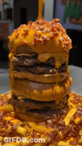 Hamburger With Lettuce Tomato Onions Cheese GIF