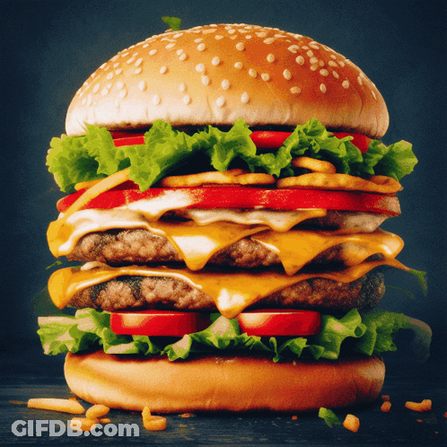 Hamburger With Lots Of Toppings GIF