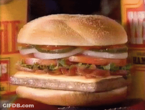 Hamburger With Meat Cheese Tomatoes Onions And Lettuce GIF
