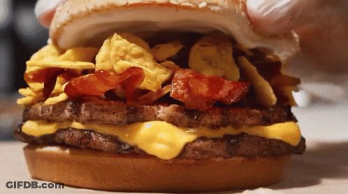 Hamburger With Nachos And Bacon GIF