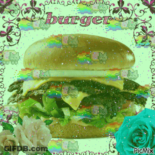 Hamburger With Pink Word Burger GIF
