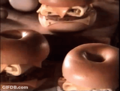 Hamburgers And Donuts On Table GIF