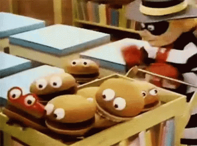 Hamburglar Filing Hamburgers GIF