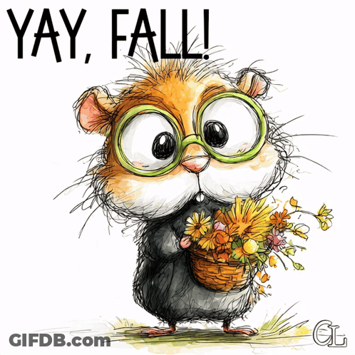 Hamster Holding Basket Of Flowers Yay Fall GIF