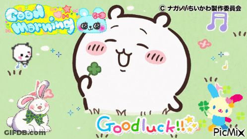 Hamster Holding Clover Good Luck GIF