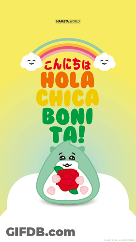 Hamster Holding Rose Says Hola Chica Bonita GIF