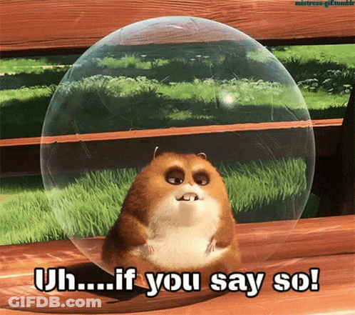 Hamster In Bubble Saying Uh If You Say So GIF