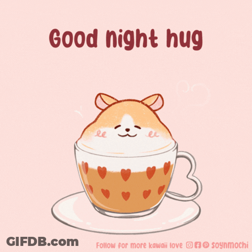 Hamster In Coffee Cup Good Night Hug GIF