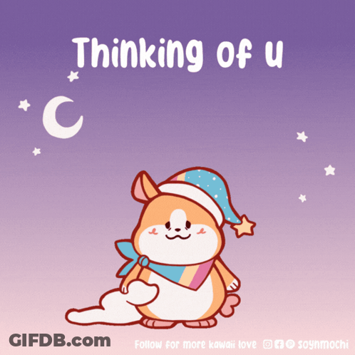 Hamster In Sleep Cap Thinking Of U GIF