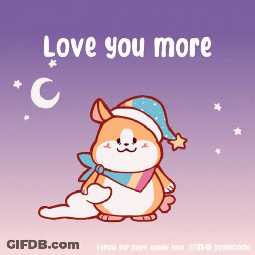 Hamster Sleep Cap Saying Love You More GIF