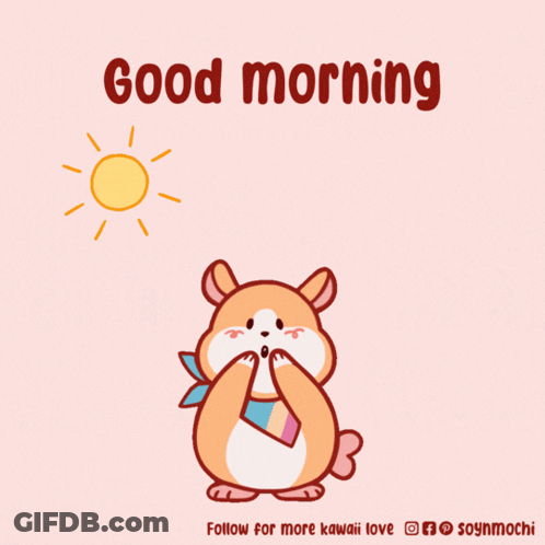 Hamster Surrounded By Hearts Saying Good Morning GIF
