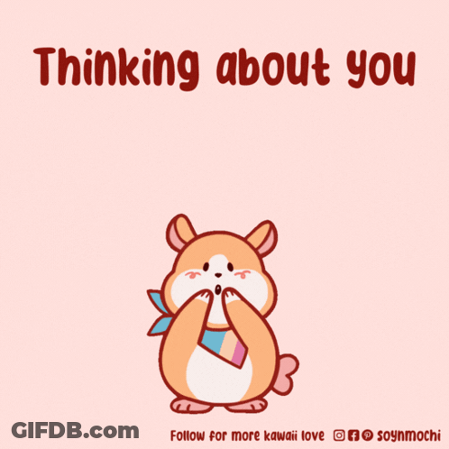 Hamster Surrounded By Hearts Thinking About You GIF