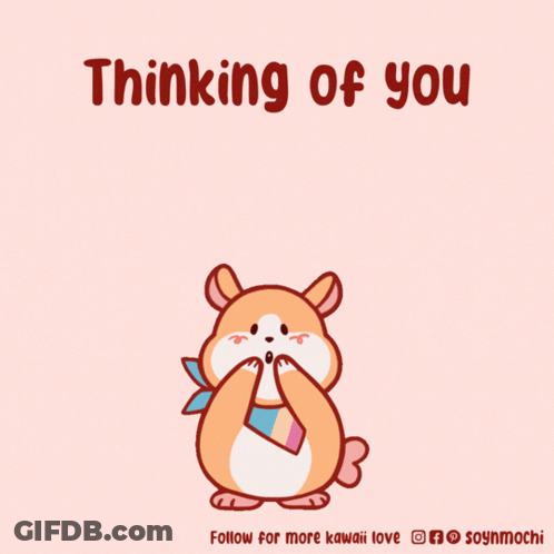 Hamster Surrounded By Hearts Thinking Of You GIF