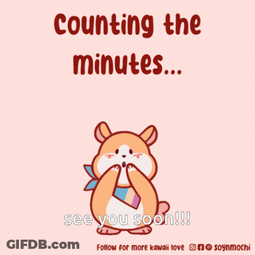 Hamster Surrounded By Pink Hearts Counting The Minutes See You Soon GIF