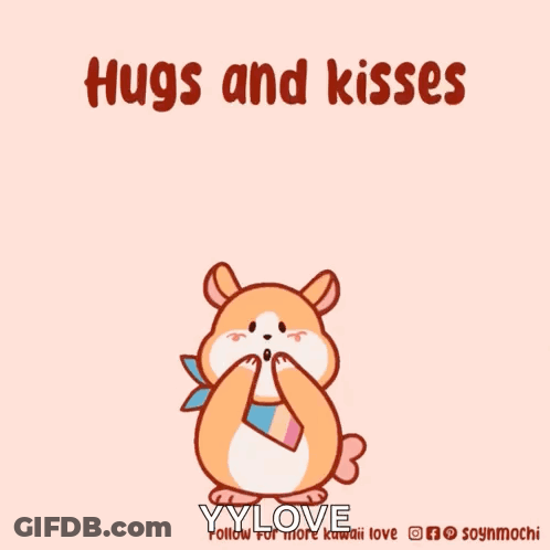 Hamster Surrounded By Pink Hearts Hugs And Kisses GIF