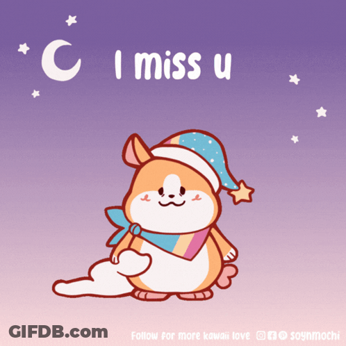 Hamster Wearing Sleep Cap Saying C I Miss U GIF