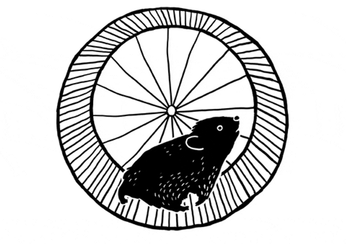 Hamster Wheel Black White Art GIF