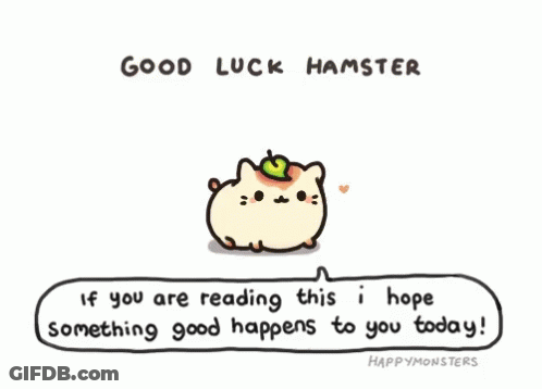 Hamster With Apple On Head Says Good Luck GIF