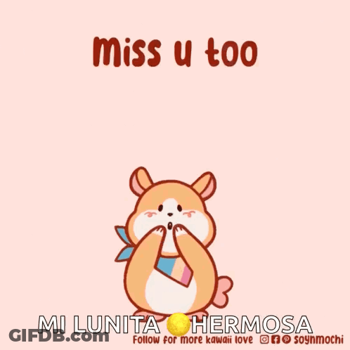 Hamster With Hearts Miss U Too GIF