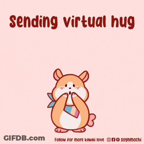 Hamster With Pink Hearts Sending Virtual Hug GIF