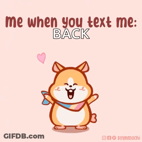 Hamster With Scarf Says Me When You Text Me Back GIF