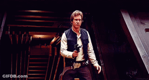 Han Solo Holding Gun Making Funny Face GIF