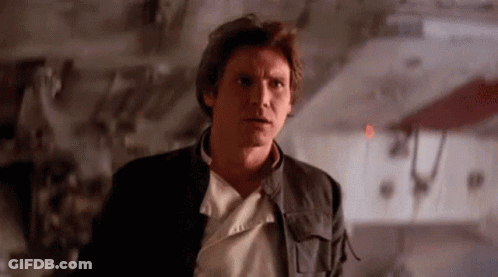 Han Solo Standing In Room With Fighter Jet GIF