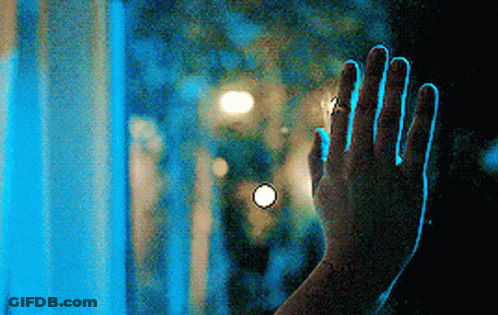 Hand Against Blue Window GIF