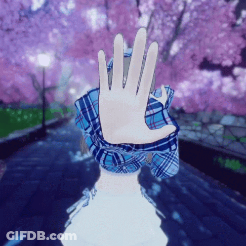 Hand Covering Person's Face By Cherry Blossom Tree GIF