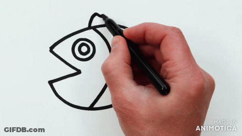 Hand Drawing Fish With Black Marker Made In Animatica GIF
