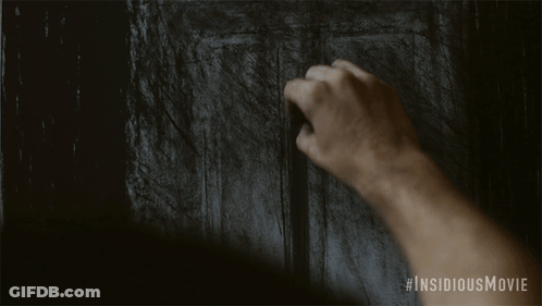Hand Drawing #Insidiousmovie On Black Board GIF