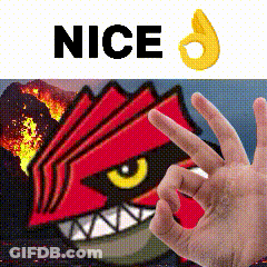 Hand Giving OK Sign In Front Of Red Monster Saying Nice GIF