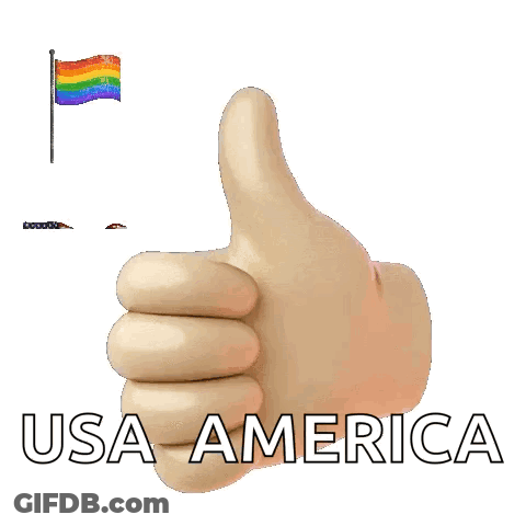 Hand Giving Thumbs Up Next To Rainbow Flag USA America GIF