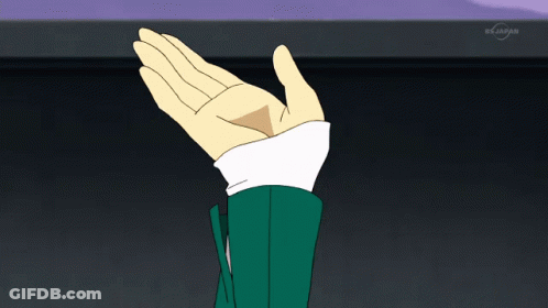 Hand Held Up In Front Of BS Japan Sign GIF