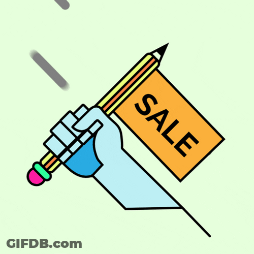 Hand Holding A Pencil With Sale Tag GIF