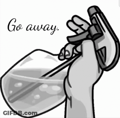 Hand Holding Beaker With Go Away GIF