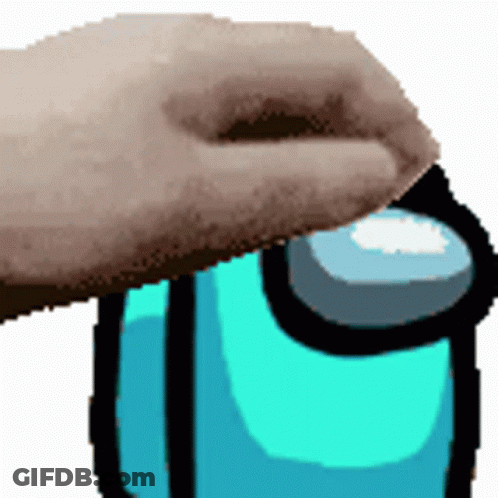 Hand Holding Blue Among Us Character GIF