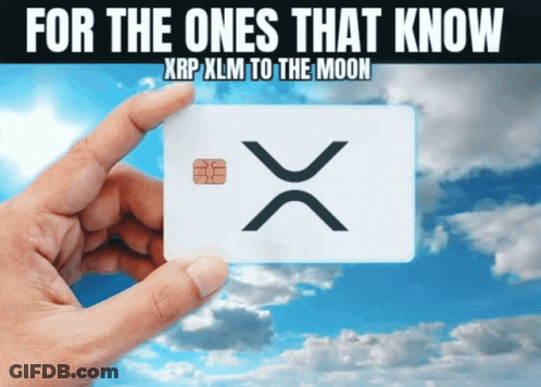Hand Holding Card With XRP XLM Logo GIF