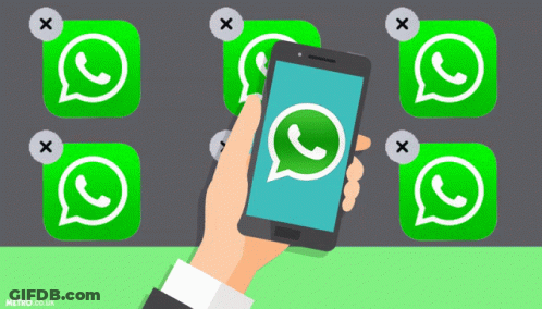 Hand Holding Cell Phone With WhatsApp Icon GIF