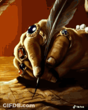 Hand Holding Feather Pen TikTok GIF