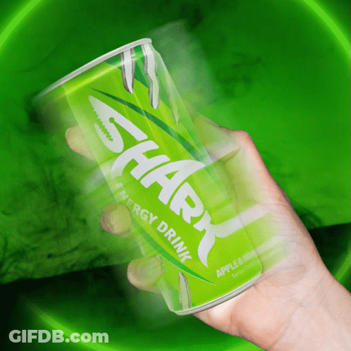 Hand Holding Green Shark Energy Drink GIF