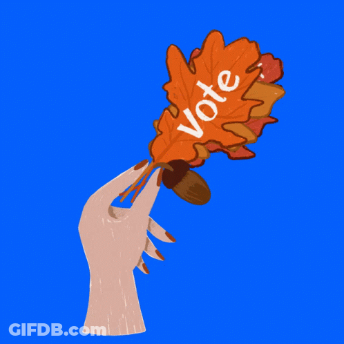 Hand Holding Leaves Saying Register To Vote GIF