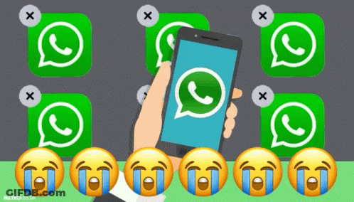Hand Holding Phone In Front Of WhatsApp Icons GIF