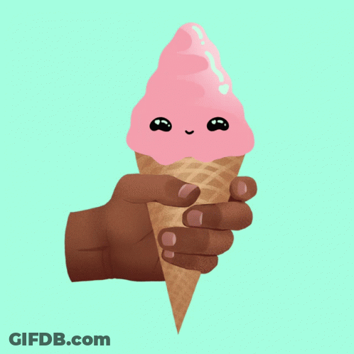 Hand Holding Pink Icing Ice Cream Cone GIF