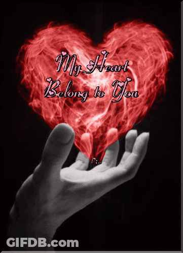 Hand Holding Red Heart Saying My Heart Belong To You GIF